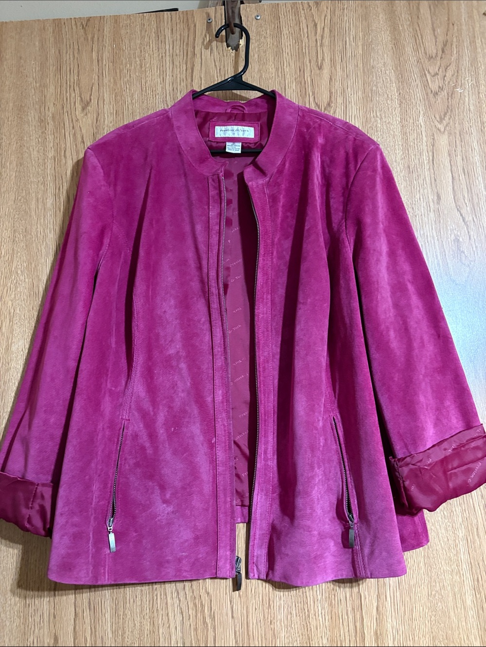 Preston & York Magenta genuine lamb skin Zip-Front Jacket